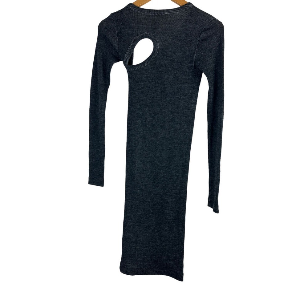 John Elliott Tubular Merino Asymmetric Dress Charcoal Gray Cutout XS Small - Picture 4 of 16